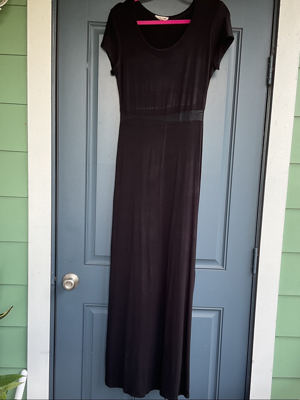 Rolla Coster Black Short-Sleeve Maxi Dress with Cut Out, Size L